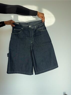 Zara Dark Blue Denim Bermuda Shorts